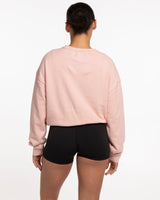The Crop Terry Crewneck - Pale Pink - SlowBurn - Center - Full Color
