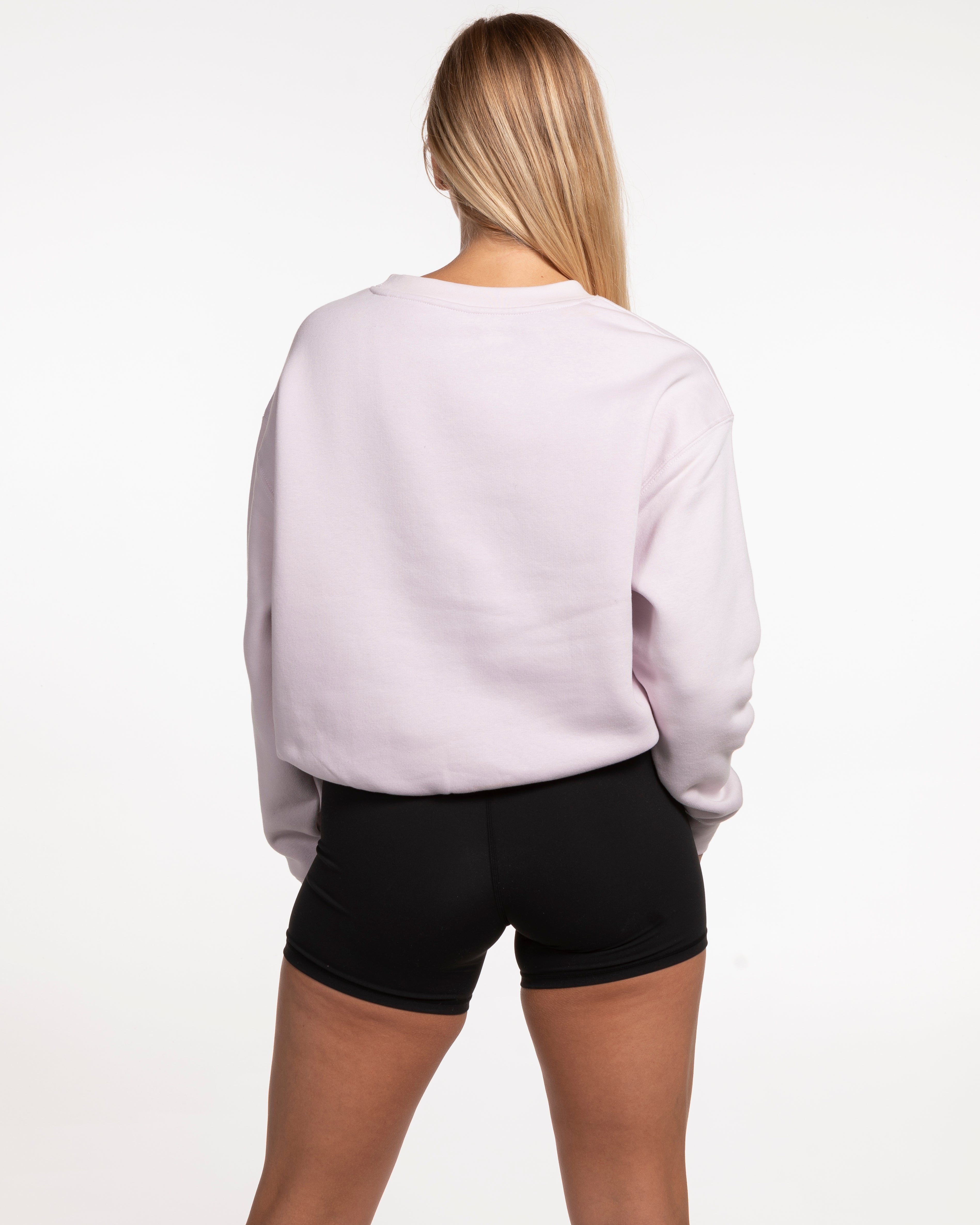 The Womens Crewneck - Orchid - Training Club - Center Chest Stacked - Printed - White