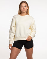 The Womens Crewneck - Butter - Pilates Method/Barre Noir - Center Chest Stacked - Printed - Black