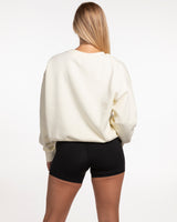 The Womens Crewneck - Butter - Pilates Method/Barre Noir - Center Chest Stacked - Printed - Black