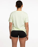 The Womens Tee - Lime - Barre Life - Front Neckline - Embroidered - White