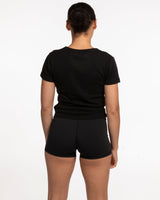 The Baby Tee - Black - F45 La Costa - Front Round 700 Stacked And Back Neckline Stacked - Full Color