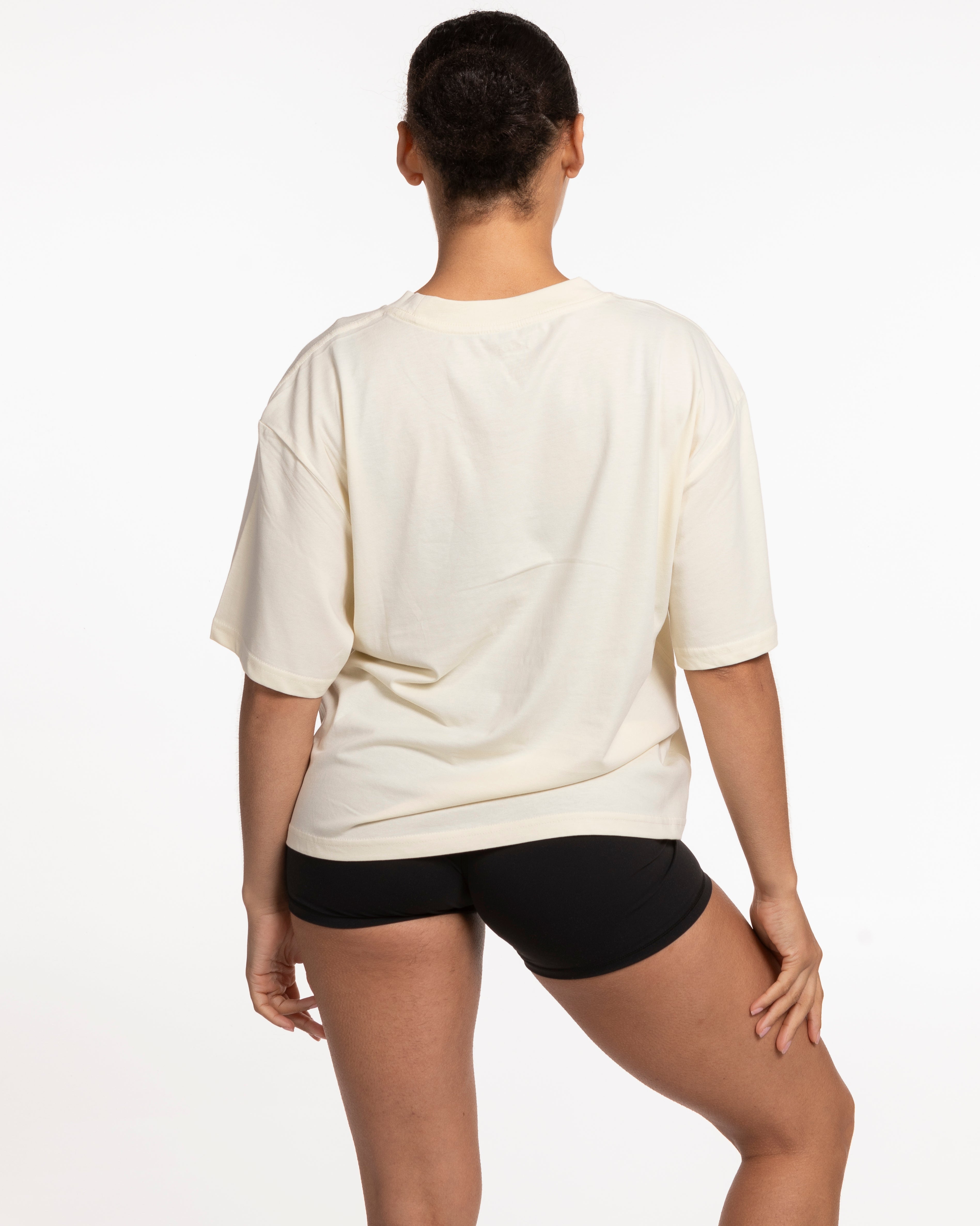 The Womens Oversized Tee - Butter - Surf Salutations - Left Chest & Back Stacked - Printed - Teal