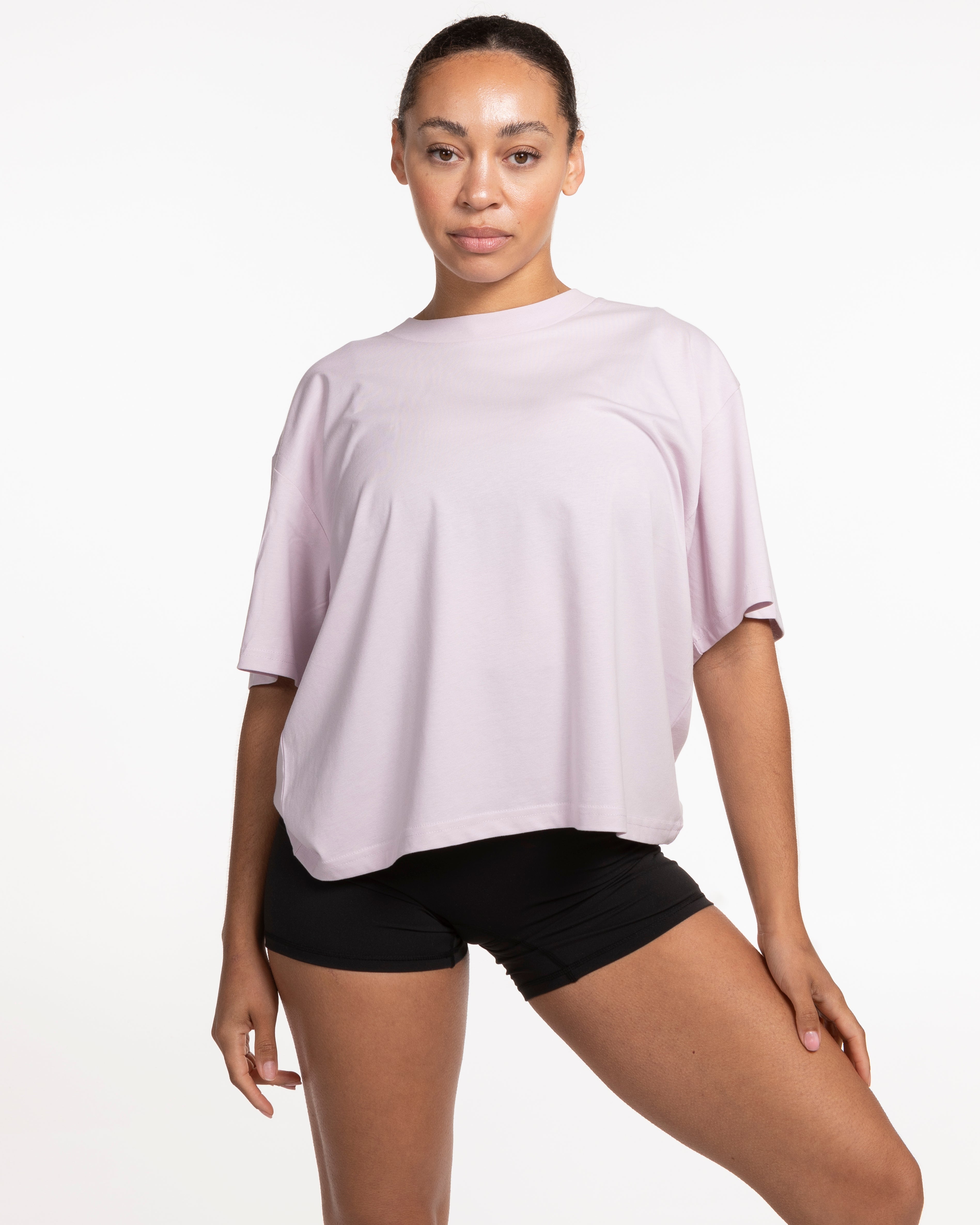 The Womens Oversized Tee - Orchid - Powerhouse Fitness - Center Chest Arched - Printed - Full Color