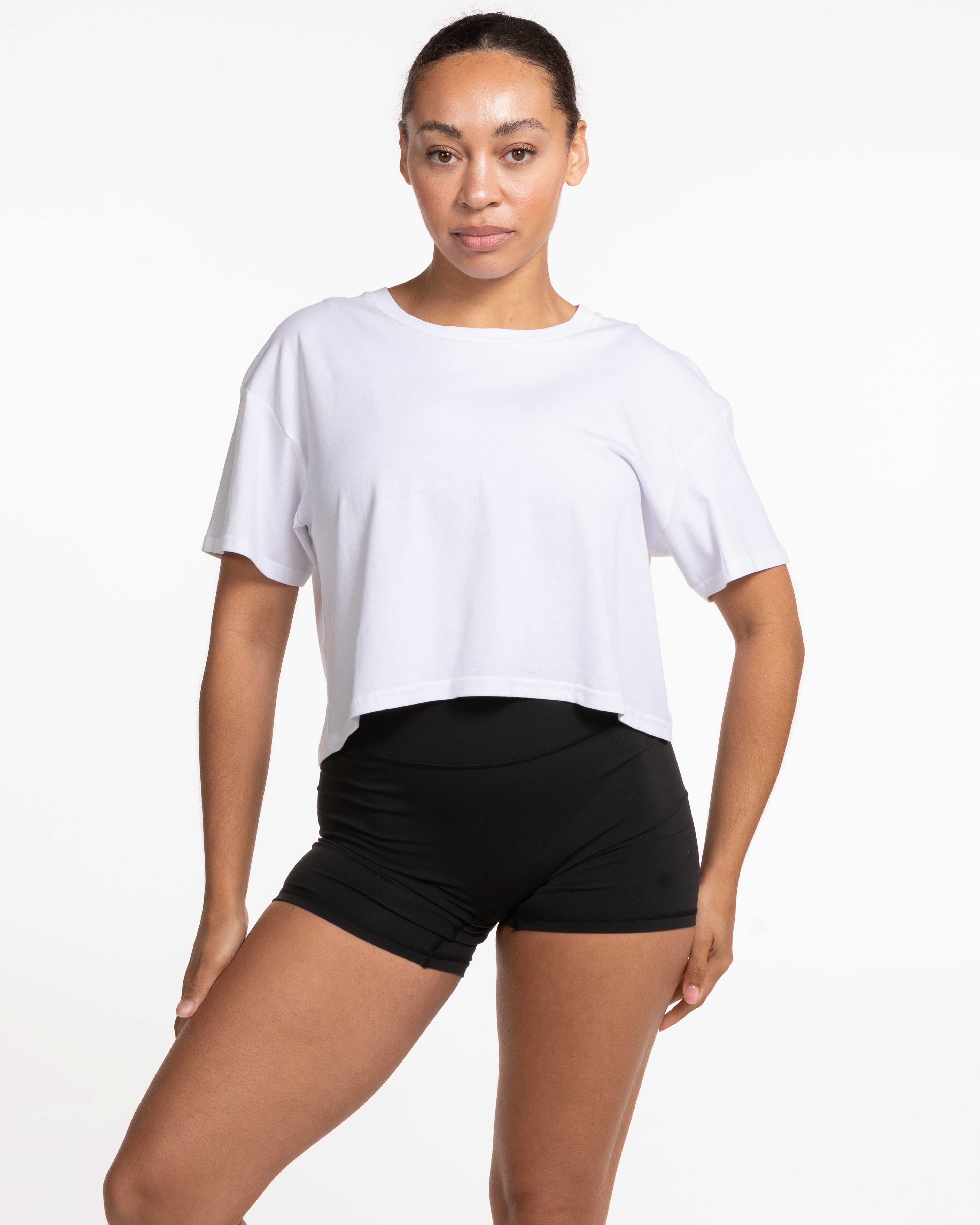 The Crop Tee - White - OCWC - Center Chest Stacked - Printed - Green