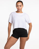 The Crop Tee - White - OCWC - Center Chest Stacked - Printed - Green