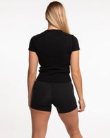 The Ribbed Baby Tee - Black - Training Club - Center Chest Stacked - Embroidered - White