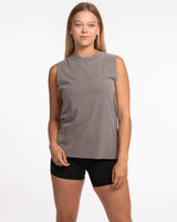 The Womens Heavyweight Tank - Washed Gray - ALCHEME - Left Chest & Whole Back Stacked - Tone on Tone