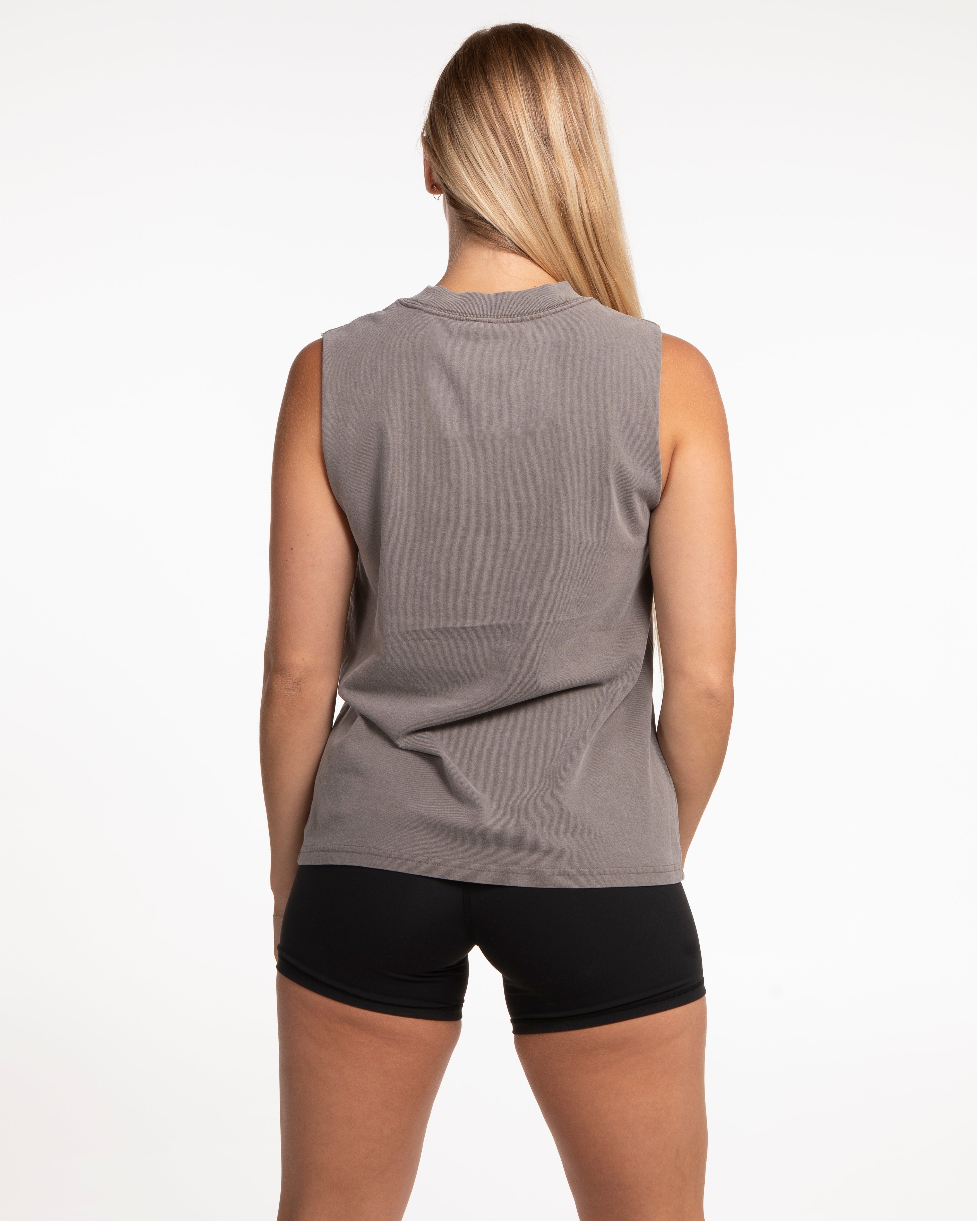 The Womens Heavyweight Tank - Washed Gray - ALCHEME - Left Chest & Whole Back Stacked - Tone on Tone