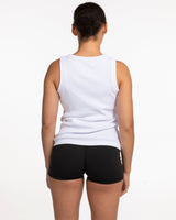 The Ribbed Full Length Tank - White - Training Club - Center Chest - Embroidered - Tone on Tone