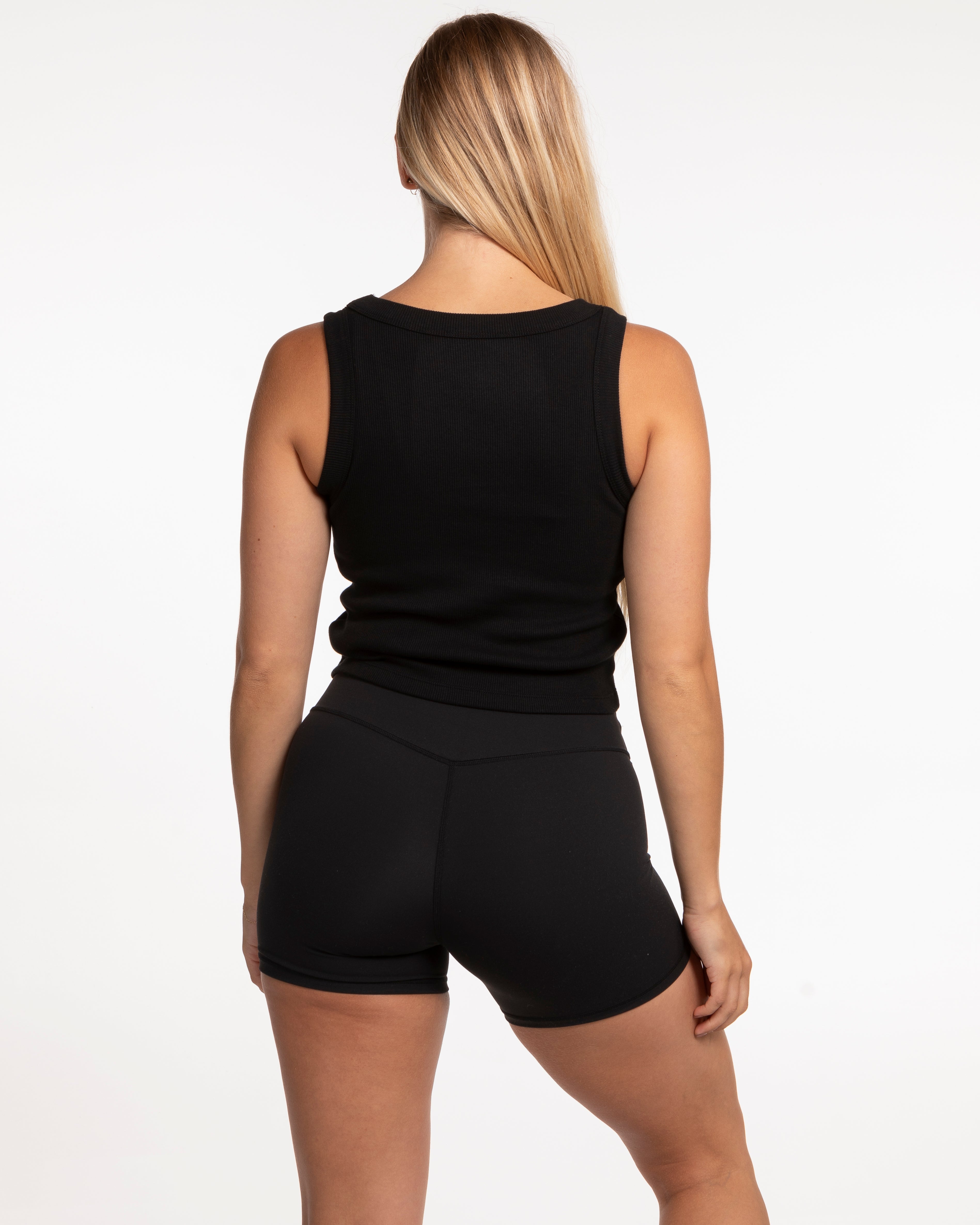 The Ribbed Crop Tank - Black  - Training Club - Center Chest - Embroidered - Tone on Tone