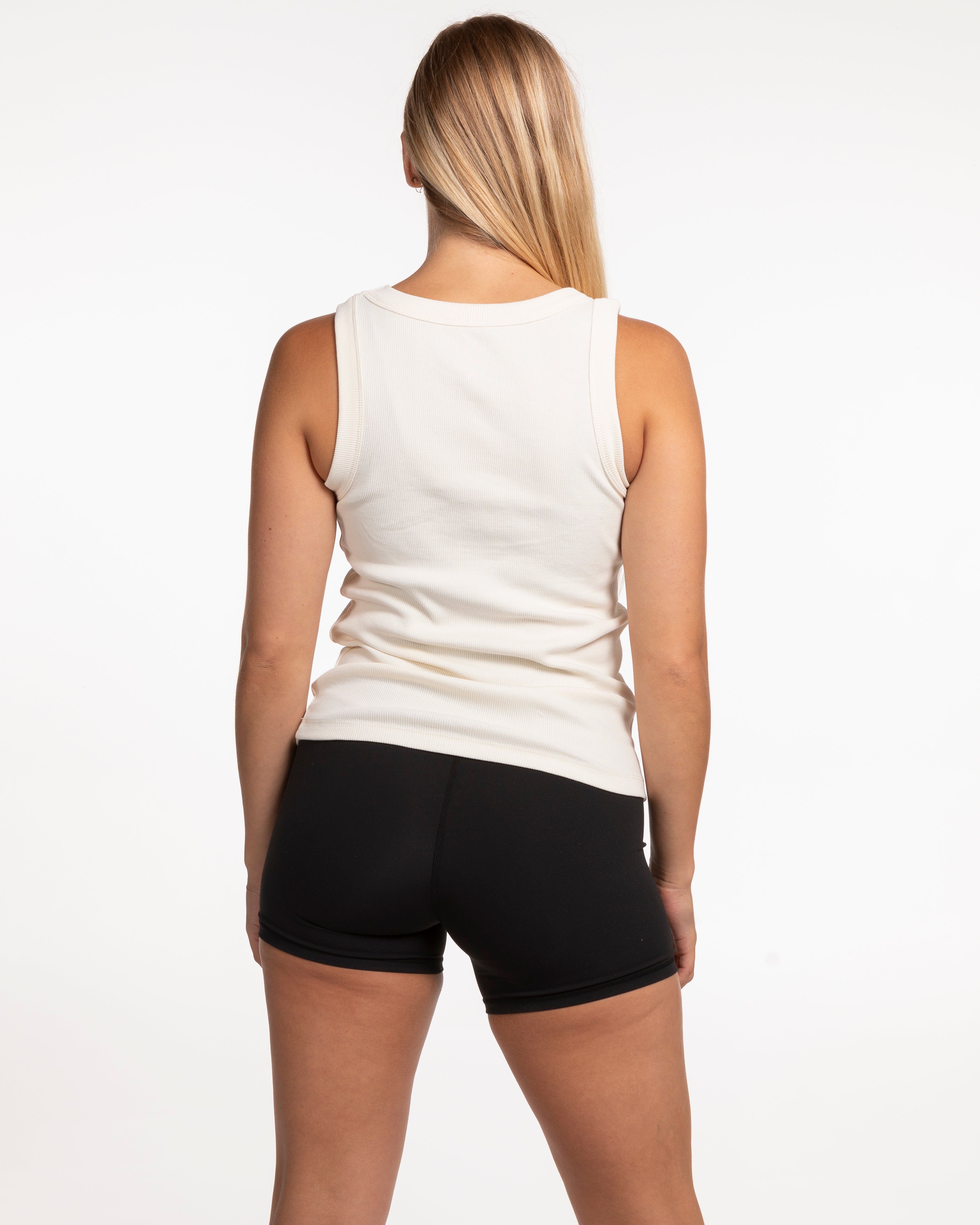 The Ribbed Full Length Tank - Off White - Training Club - Center Chest - Embroidered - Tone on Tone