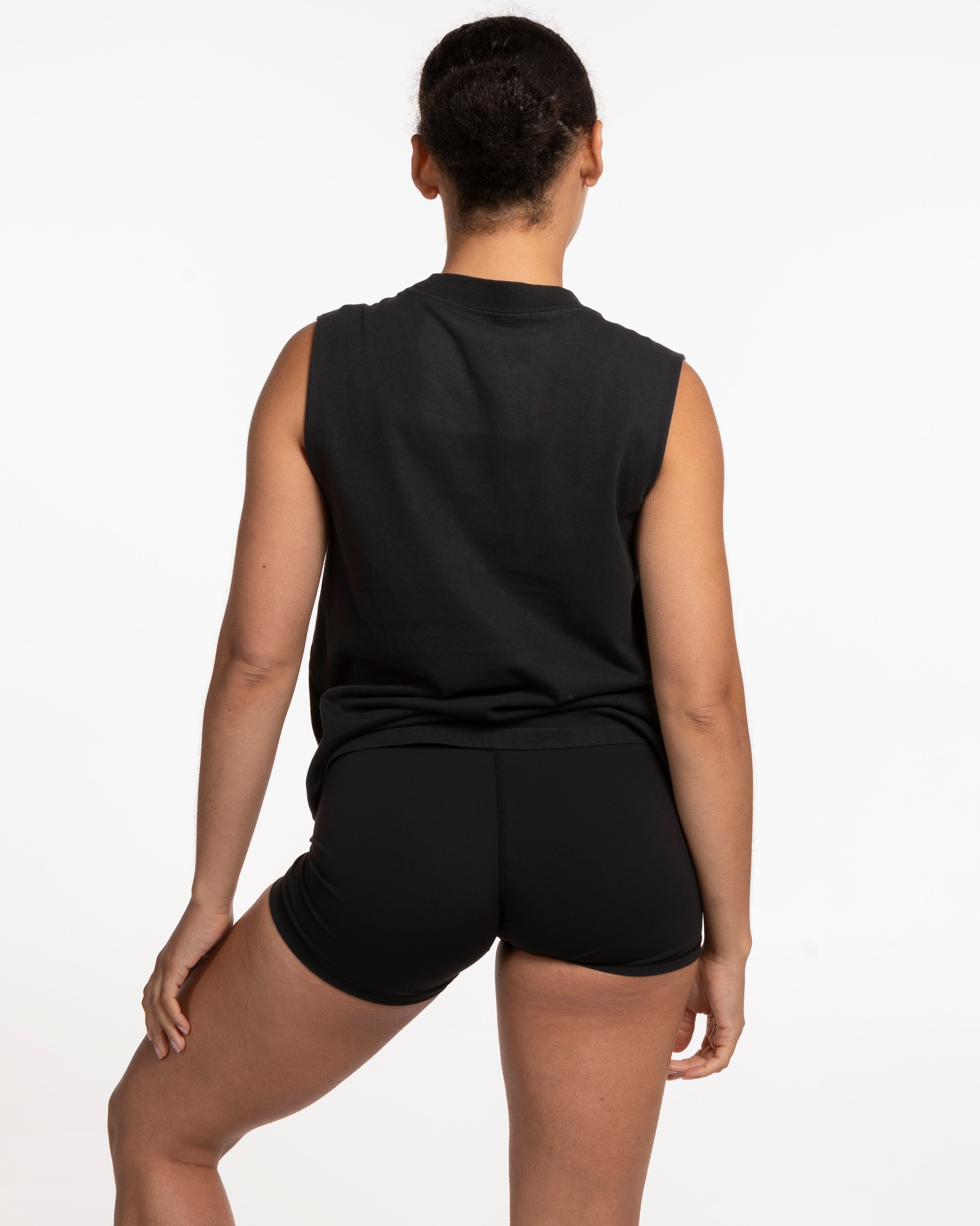 The Womens Heavyweight Tank - Washed Black - GlowPilates - Left Chest & Back Stacked - Printed - Black