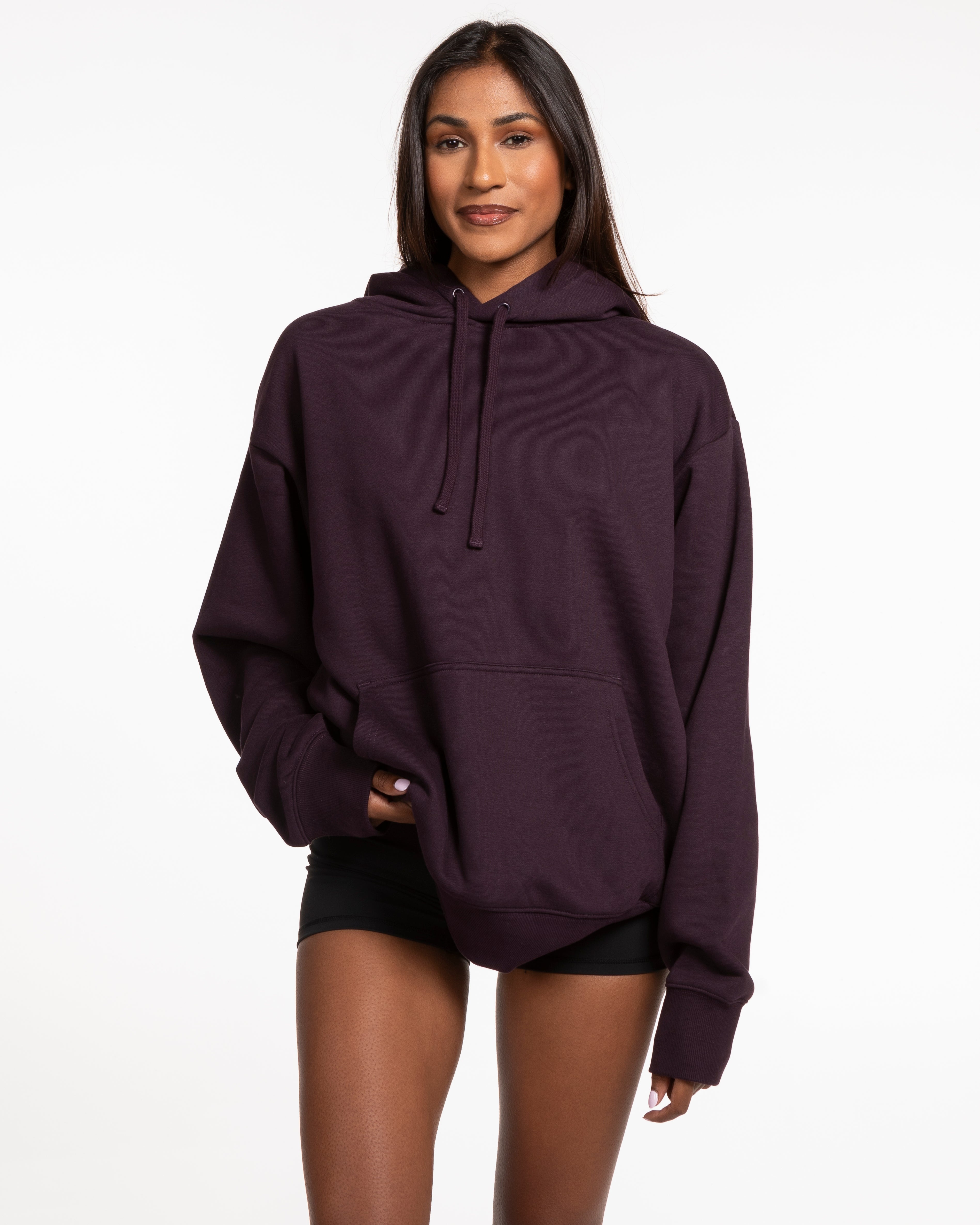 The Womens Heavyweight Hoodie - Plum - Core Reform - Front Pocket - Embroidered - Tone on Tone