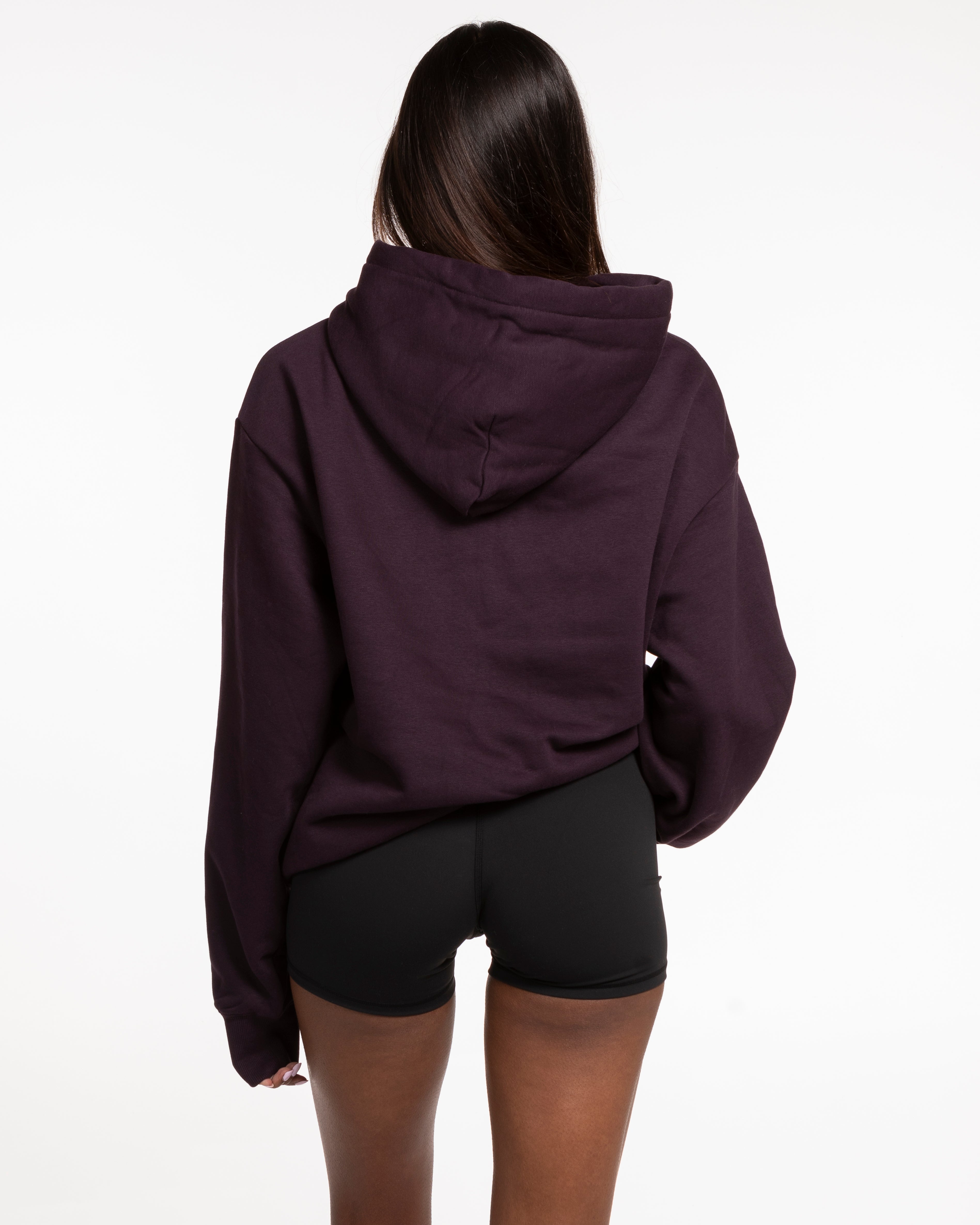 The Womens Heavyweight Hoodie - Plum - Core Reform - Front Pocket - Embroidered - Tone on Tone
