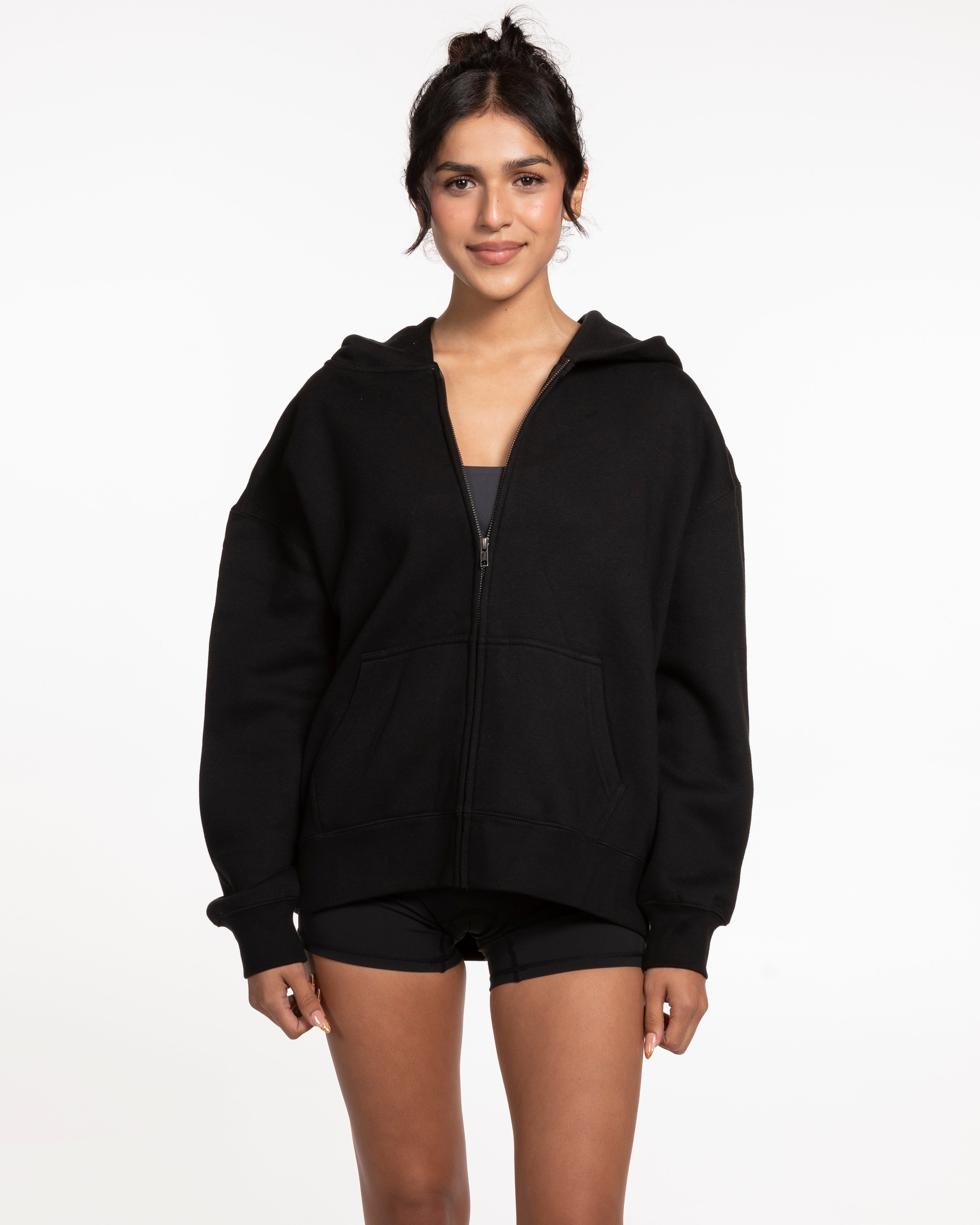 The Womens Zip Hoodie - Black - Saltvault Location - Left Chest & Back Location - Printed - Blue