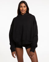 The Womens Hoodie - Black - Body Lab - Back Stacked - Printed - White