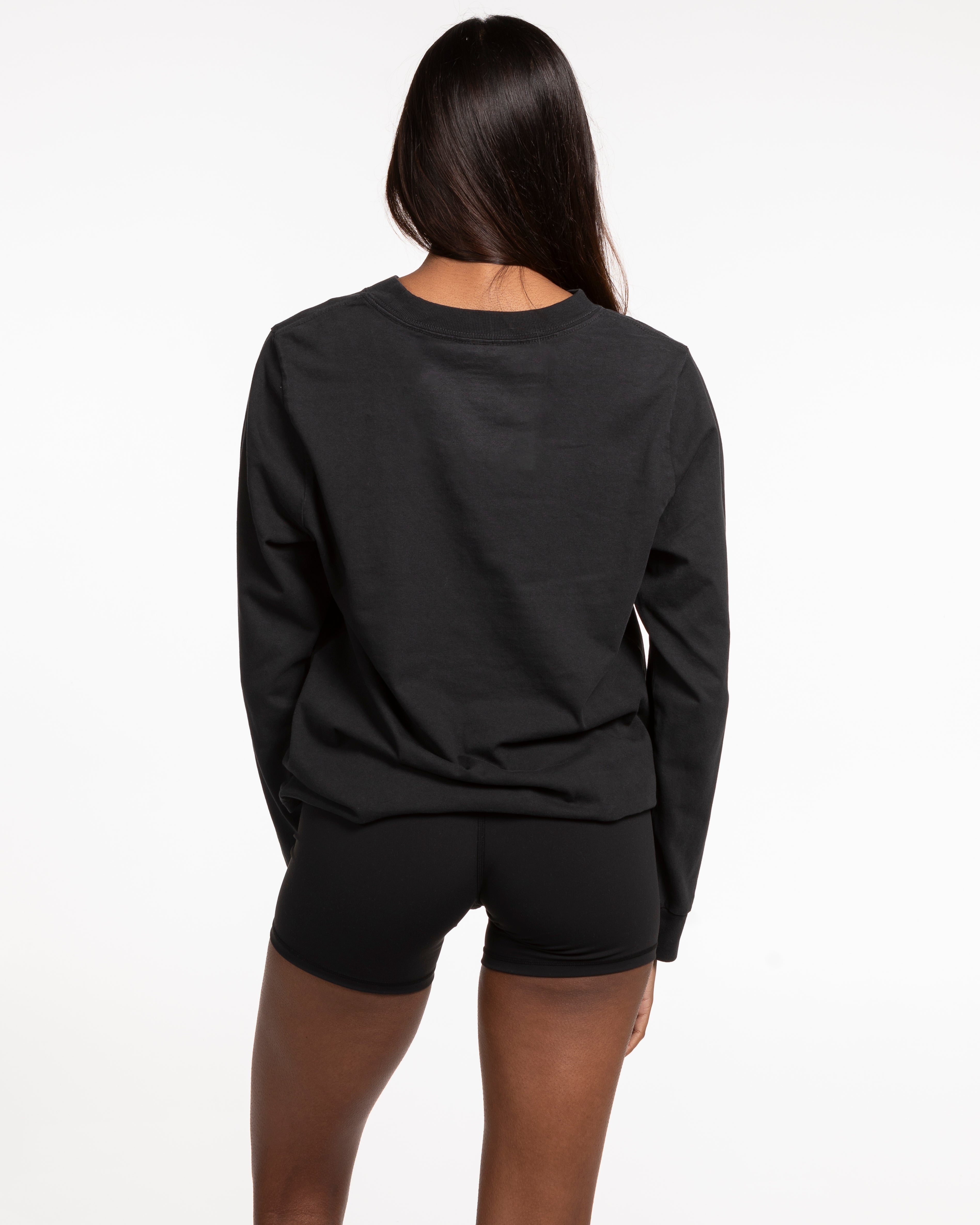 The Womens Heavyweight Long Sleeve - Studio 11 - Left Chest & Back Center Stacked - White