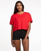 Commit Fitness - Crop Tee - Red with White