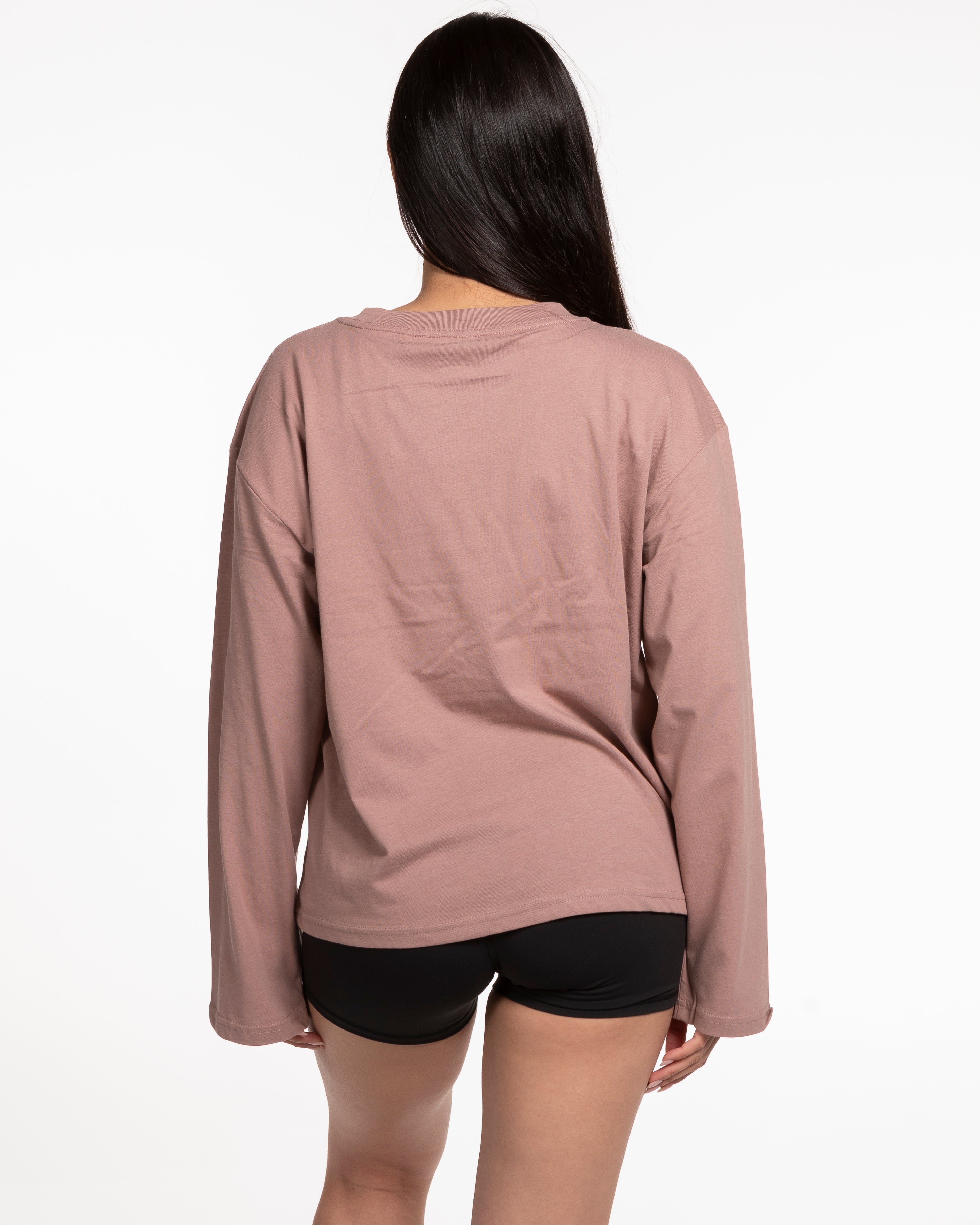 The Womens Oversized Long Sleeve - Clay - Coach Code - Left Chest - Icon - Printed - Tone on Tone