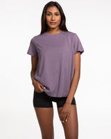 The Womens Tee - Mauve - HIIT Performance - Left Chest & Back Stacked - Printed - White