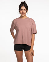 The Womens Oversized Tee - Clay - Counterstrain - Front & Back Center Stacked - Full Color