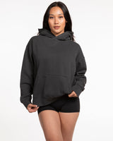 The Womens Hoodie - Washed Black - Fed By The Fruit - Left Chest - Printed - Washed Gray