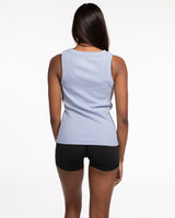 The Ribbed Full Length Tank - Powder - Training Club - Center Chest - Embroidered - Tone on Tone