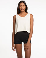 The Crop Tank - Butter - Lagree Luxe - Center Chest - Printed - Tone on Tone