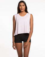 The Crop Muscle Tank - Orchid - Ignite Barre & Fitness - Center Chest Stacked - Printed - Black