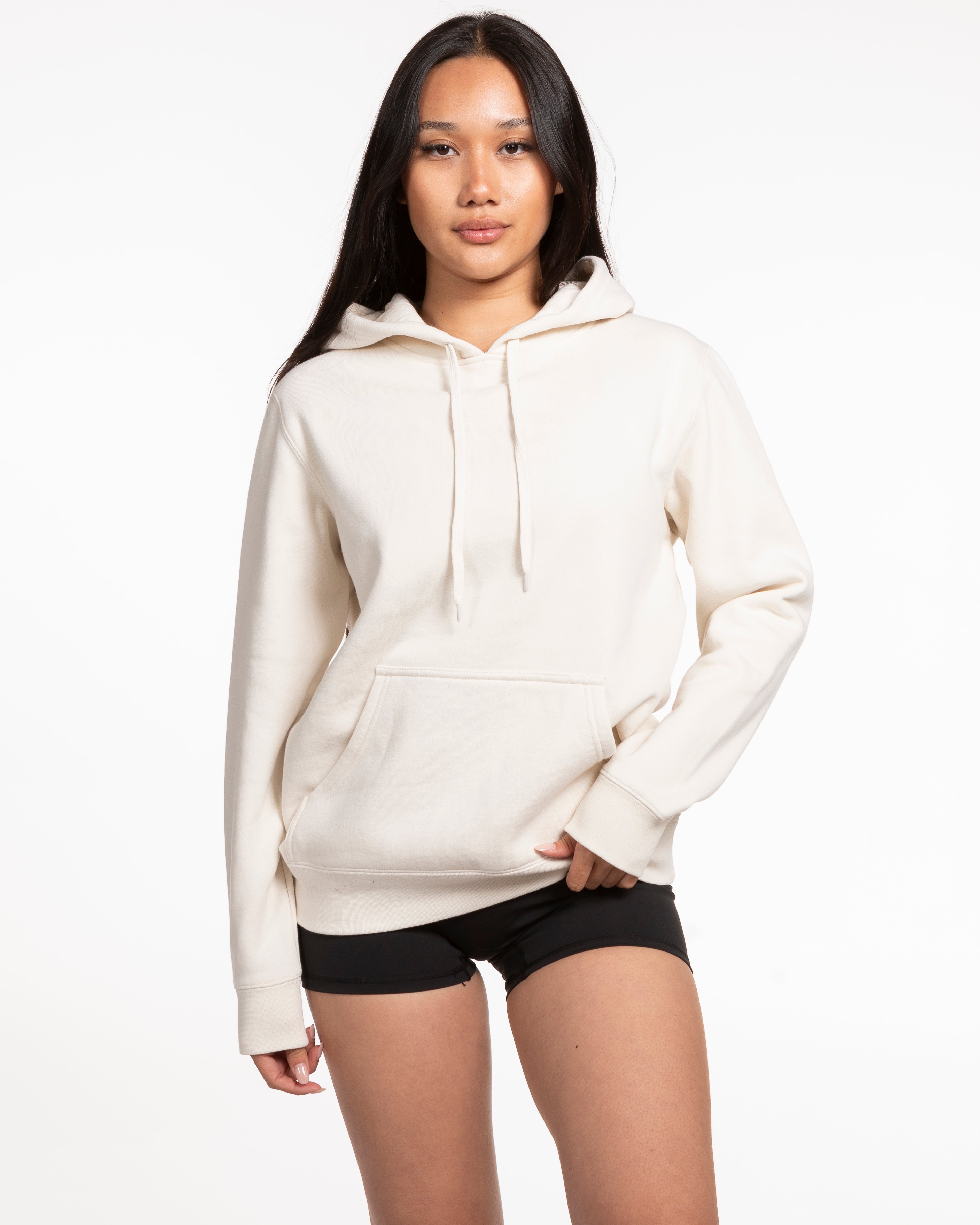 The Womens Classic Hoodie - Off White - Slow Burn - Left Chest Cherry & Center Back Cherry Stacked - Printed - Full Color