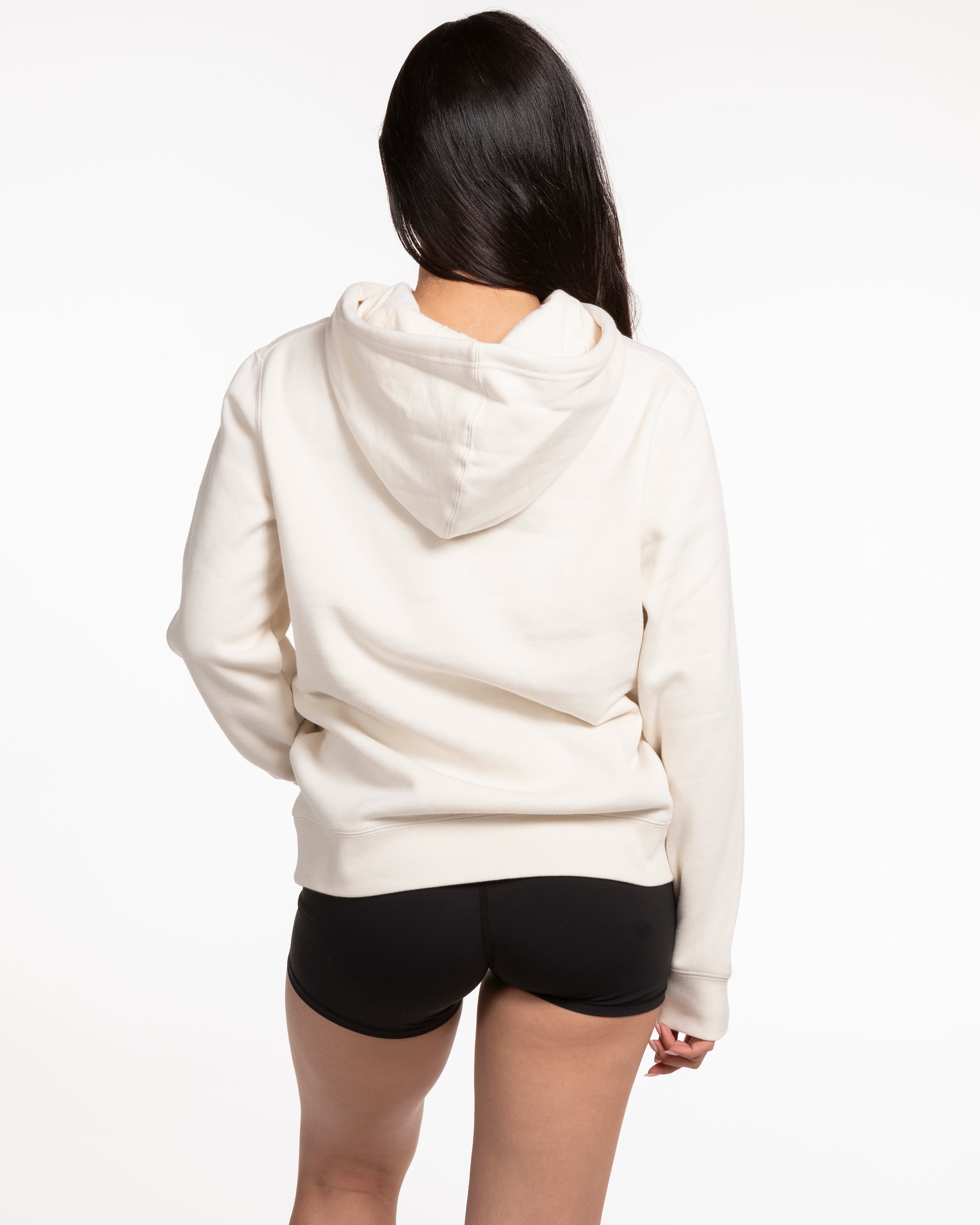 The Womens Classic Hoodie - Off White - Slow Burn - Left Chest Cherry & Center Back Cherry Stacked - Printed - Full Color