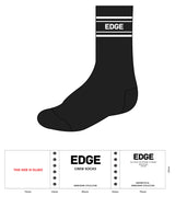 The 1/2 Crew Sock - Black - Edge Cycle - 4 lines - Center Text - White