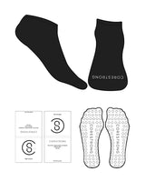 The Ankle Sock - Black - Core Strong - Bottom Text - White - Circle Shape Grip - White