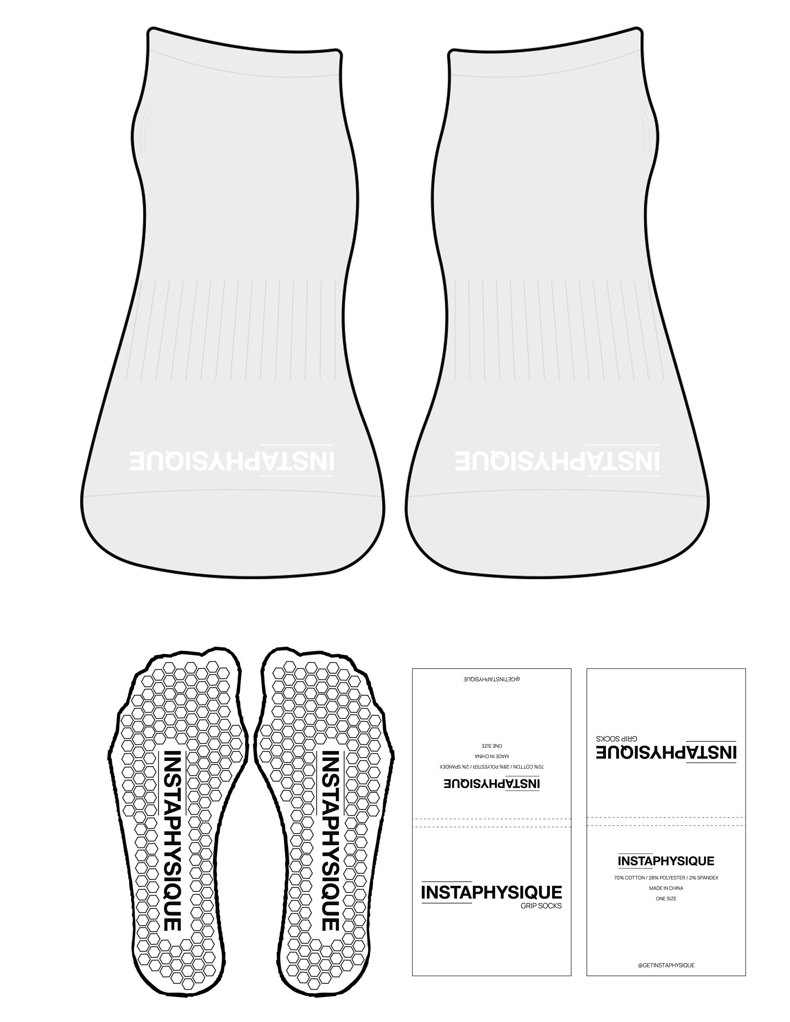 The Ankle Sock - Heather - Instaphysiques - Toe Logo - White - Hexagon Grip - Transparent
