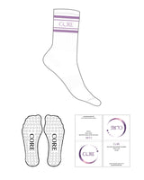The Crew Sock - White - Core Crown Point - 4 Strips - Top Logo - Purple - Circle Shape Grip - Purple
