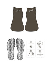 The Ankle Sock - Umber - Pure Movement LARK - Top Back Logo - Almond Milk - Icon Shape Grip - Transparent