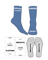 The Crew Sock - Blue (M44) - Platform - 3 Strips - Top & Front Logo - White - Triangle Shape Grip - White