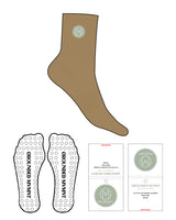 The 3/4 Crew Sock - Taupe - GroundedMvmnt - Full Color - Embroidered - Circle Shape Grip - Transparent