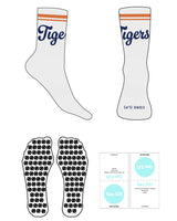 The 3/4 Crew Sock - Heather Gray - Core LP - 2 Strips - Top Center Logo - Full Color - Toe Logo - Printed - Blue - Baseball Shape Grip - Transparent