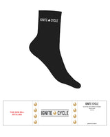 The 3/4 Crew Sock - Black - Ignite Cycle - Top Text W/ Icon - White