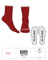 The 3/4 Crew Sock - Space Cherry - Body By You - Front Logo - Off White - Heart Shape Grip - Transparent