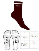 The 3/4 Crew Sock - Maroon - Fyre Pilates - 1 Stripe Printed White - Top Logo - EMB - White - Circle Grip - Transparent