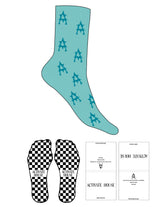 The Crew Sock - Aqua Sky - Activate House -  Full Sock - Capri Breeze - Square Grip - Transparent
