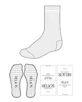 The Crew Sock - Heather - Helios - 2 Top Lines & Box Logo - White - Circle Shape Grip - Transparent