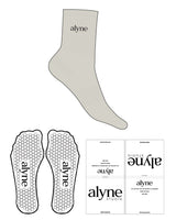 The 3/4 Crew Sock - Milk - Alyne Studio - Ankle Logo - Embroidered - Fig - Hexagon Grip - Fig