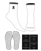 The Crew Sock - White - Booties - 2 Stripe - Toe - Printed - Skull & Bones - Embroidered - Black - Hexagon Grip - Black
