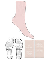 The Crew Sock - Soft Pink - Willow Gripwear - Top Logo Stacked - EMB - Flat Ribbing - Tone on Tone - Circle Grip - Transparent