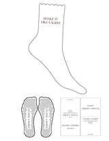 The 3/4 Crew Sock - White - Studio Lagree - Top Logo Stacked - Printed - Coffee Bean - Triangle Grip - Coffee Bean