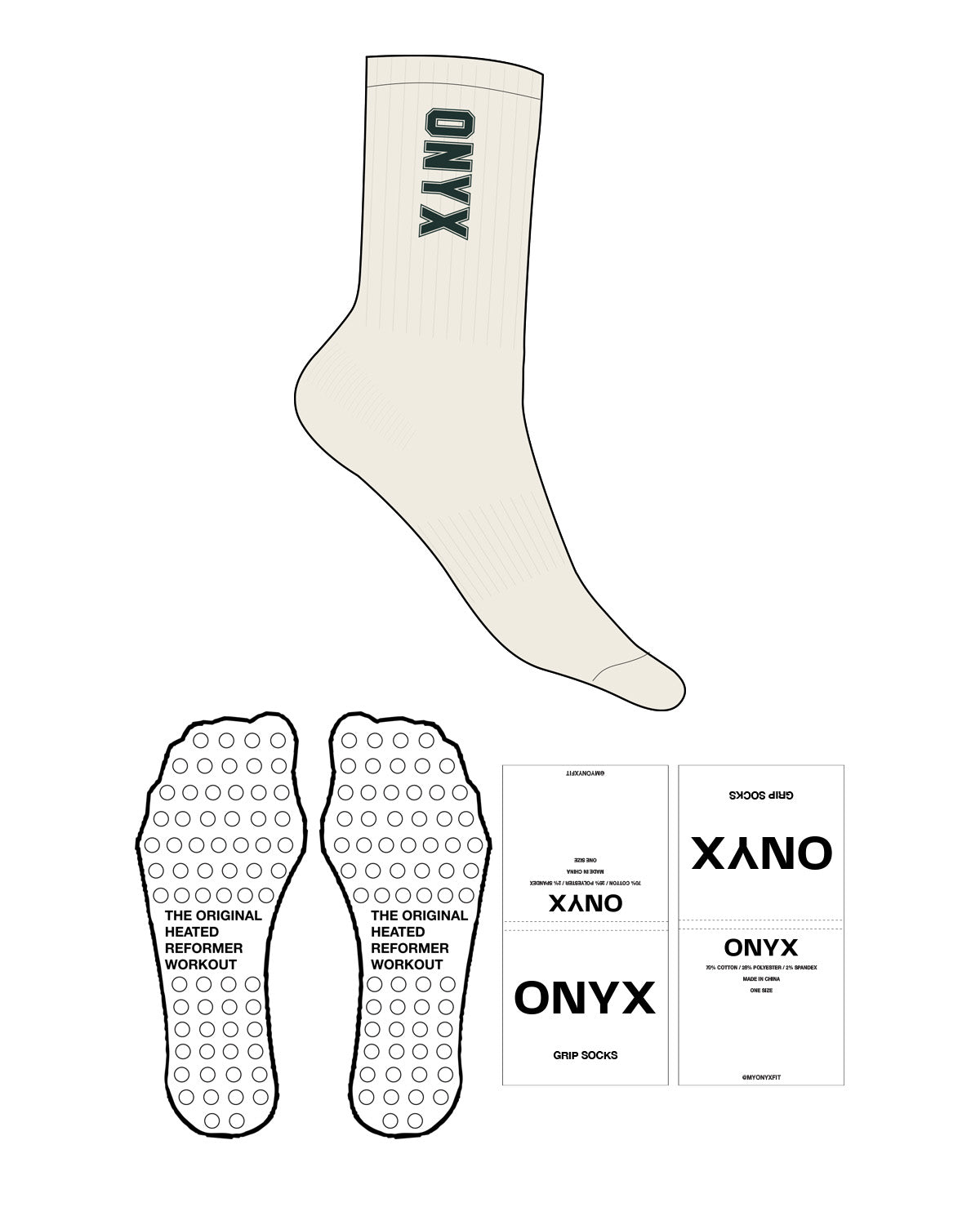 The Crew Sock - Off White - Onyx Fit - Top Logo - Forest - Circle Shape Grip - Forest